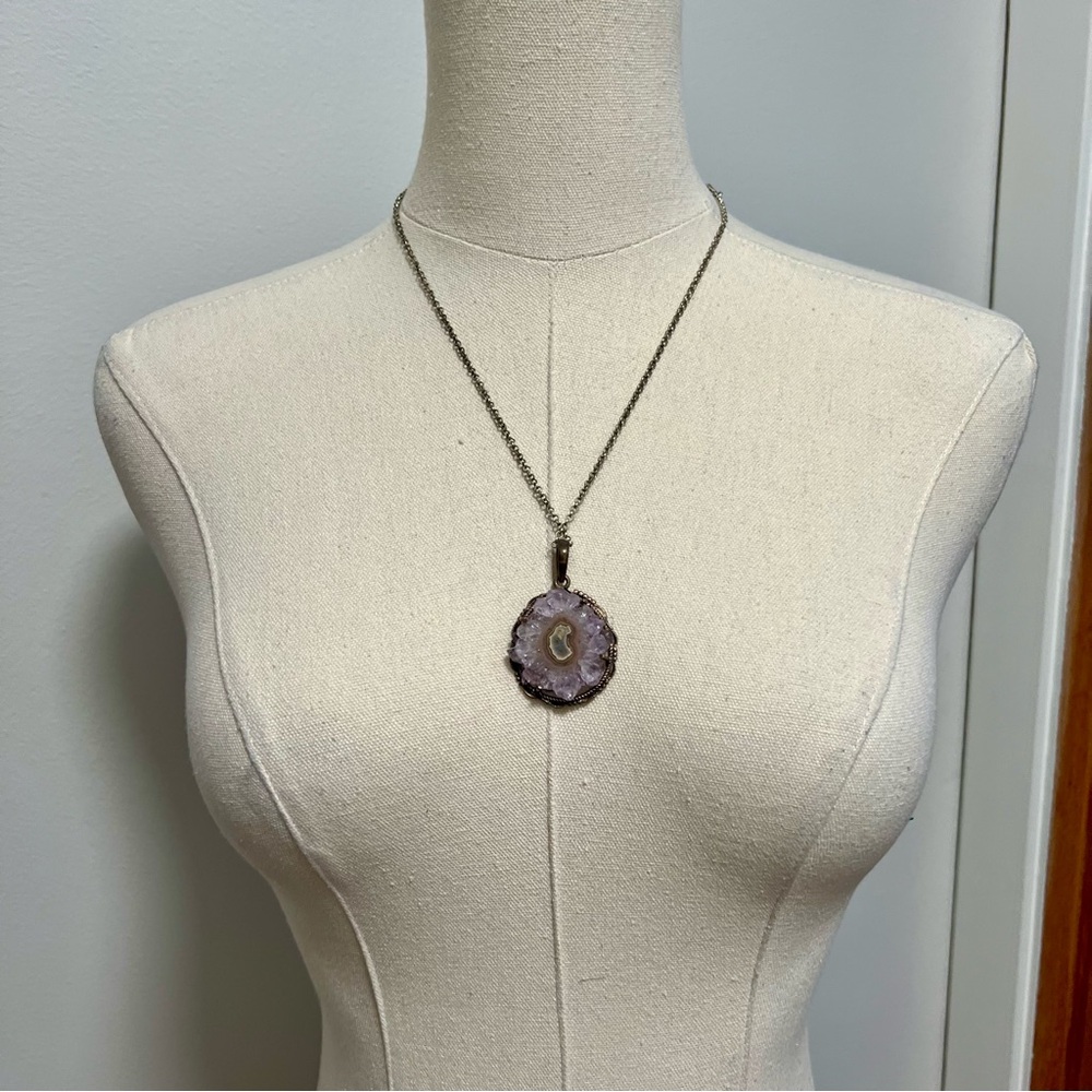 921 Stamped Sterling Silver Amethyst Stalactite Pendant